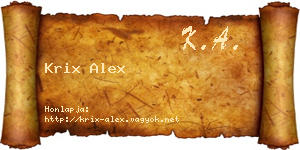 Krix Alex névjegykártya